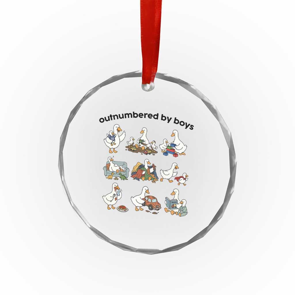 Outnumbered By Boys Funny Goose Mom Life Crystal Glass Ornament Chaos Coordinator Motherhood Mothers Day Gag Gift