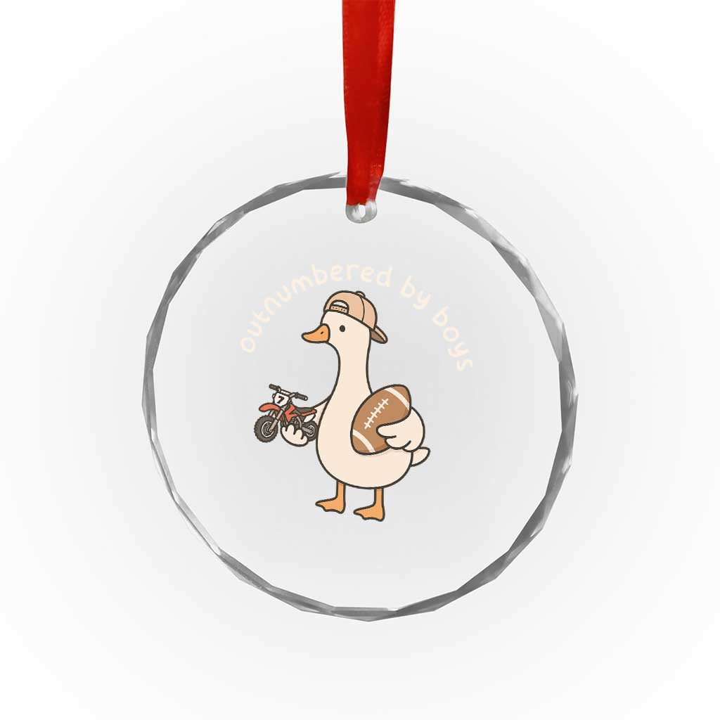 Outnumbered By Boys Funny Mom Goose Crystal Glass Ornament