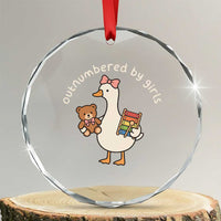 Outnumbered By Girls Crystal Glass Ornament Funny Girl Dad Goose