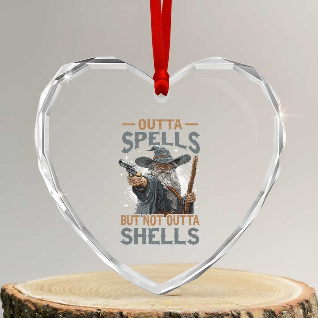 Outta Spells But Not Outta Shells Heart Crystal Glass Ornament Funny Fantasy Meme - Wonder Print Shop
