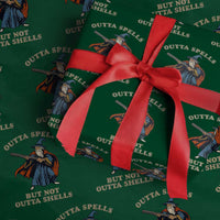 Outta Spells But Not Outta Shells Wrapping Paper Roll Funny Wizard Fantasy Meme - Wonder Print Shop