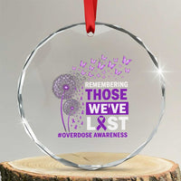 Overdose Awareness Crystal Glass Ornament Remembering Those We Have Lost Dandelion Purple Ribbon Memorial