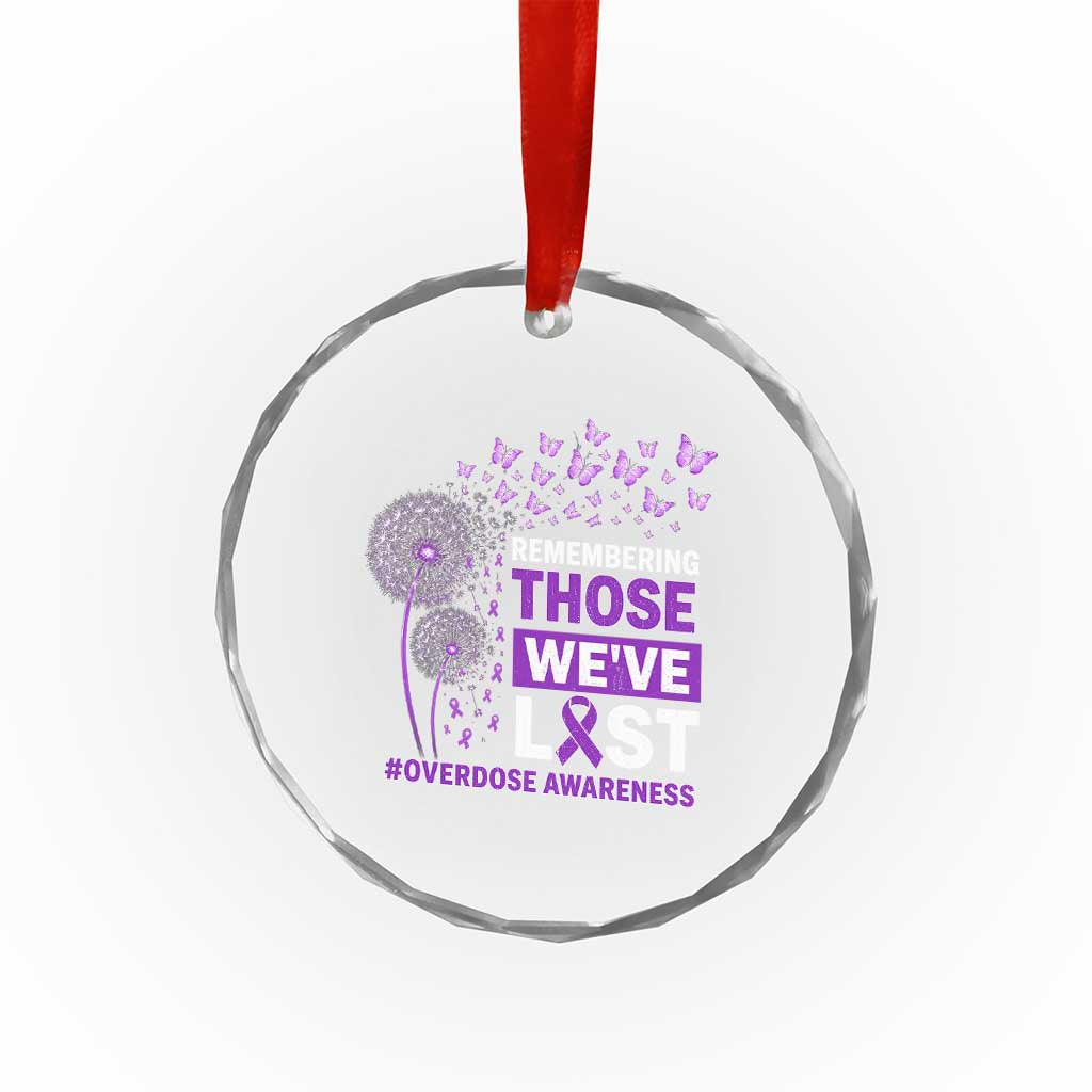 Overdose Awareness Crystal Glass Ornament Remembering Those We Have Lost Dandelion Purple Ribbon Memorial