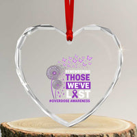 Overdose Awareness Heart Crystal Glass Ornament Remembering Those We Have Lost Dandelion Purple Ribbon Memorial