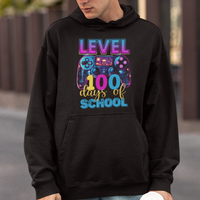 100 Days of School Gamer Hoodie Level 100 Unlocked Neon Game Controller - Wonder Print Shop