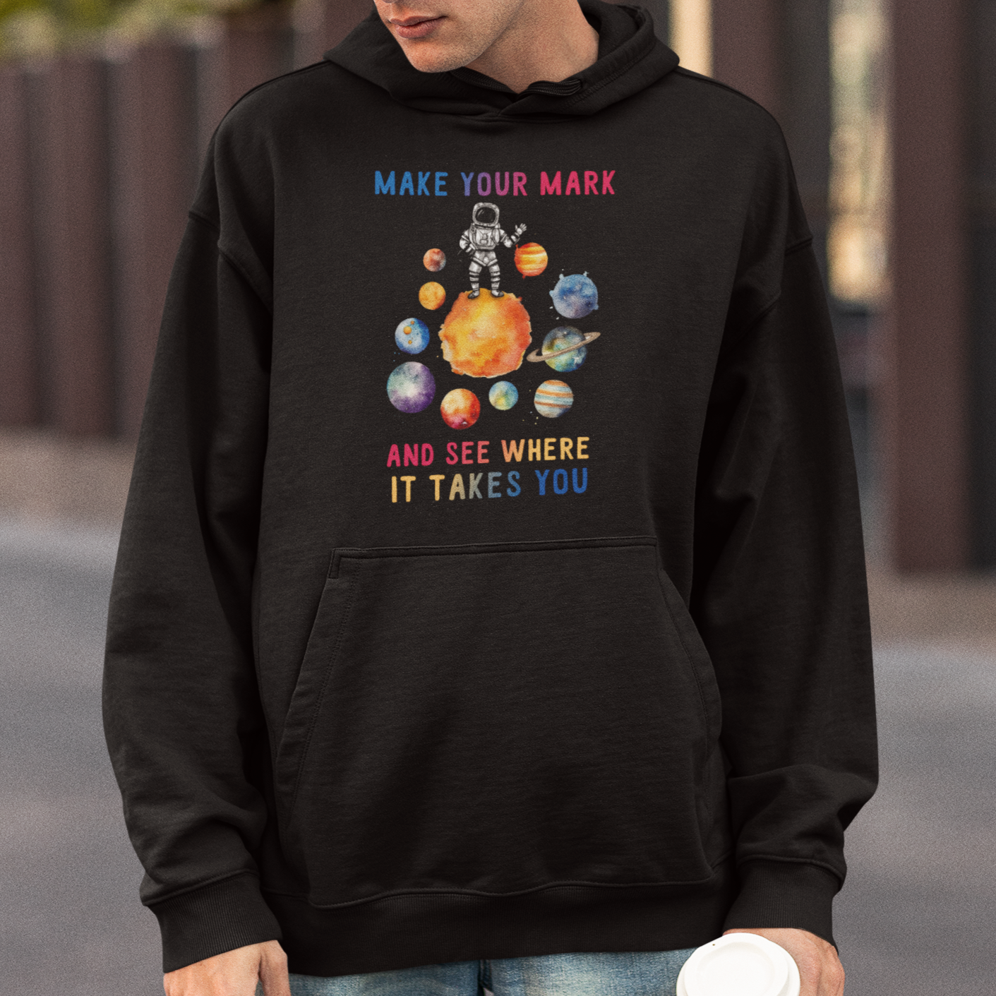 Dot Day Hoodie Polka Dot See Where It Takes You Astronaut Outer Space - Wonder Print Shop