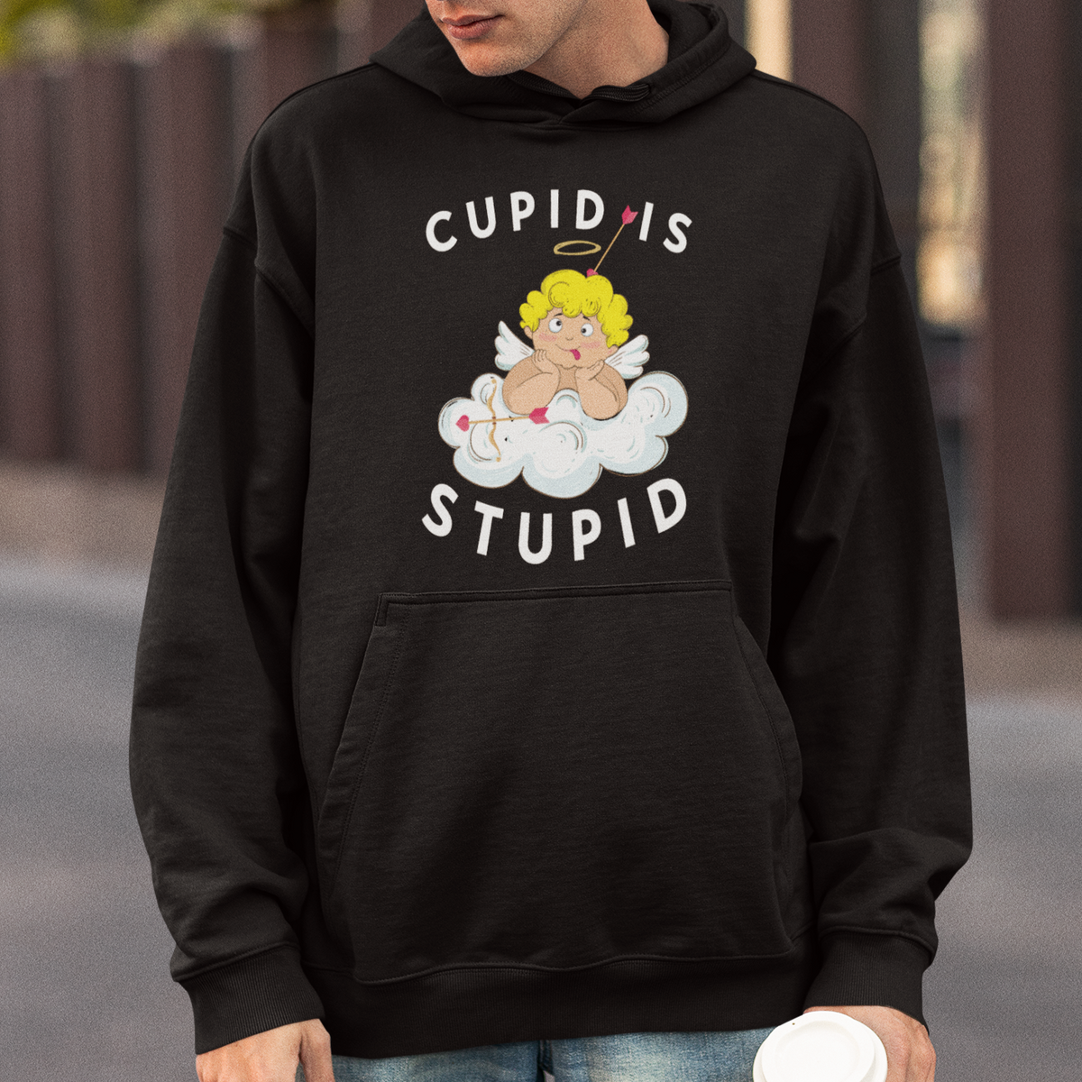 Cupid Is Stupid Funny Anti Valentine's Day Hoodie - Wonder Print Shop