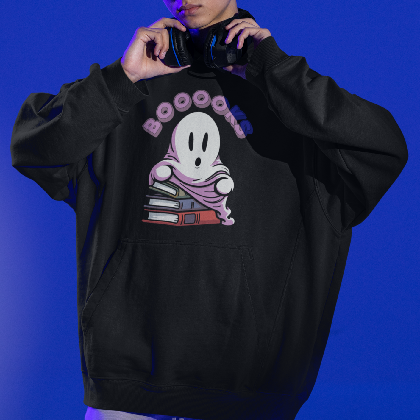 Halloween Reading Hoodie Booooks Cute Ghost Boo Sheet - Wonder Print Shop