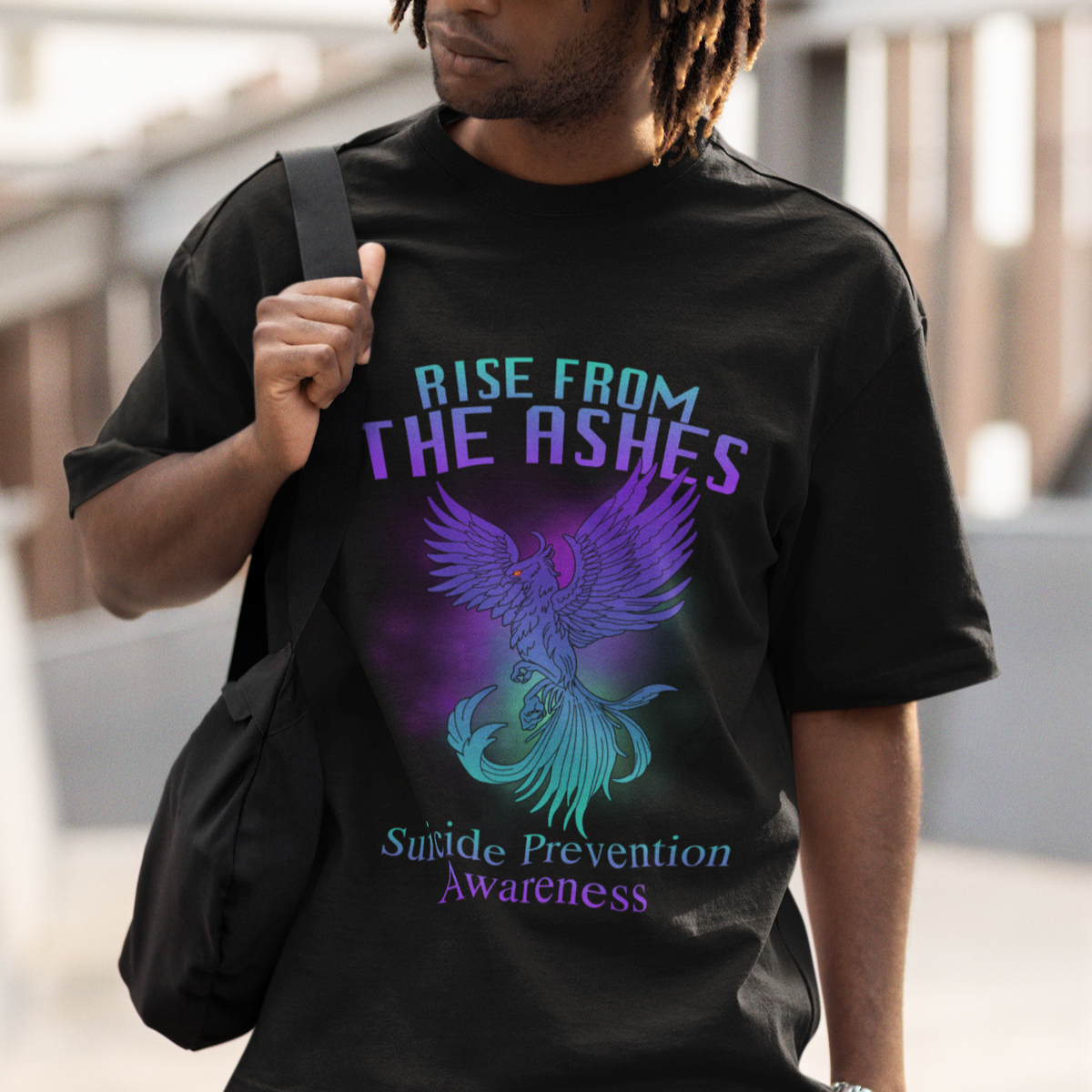 Suicide Prevention T Shirt Rise From The Ashes Phoenix Teal And Purple Suicide Awareness - Wonder Print Shop