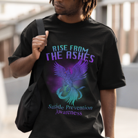 Suicide Prevention T Shirt Rise From The Ashes Phoenix Teal And Purple Suicide Awareness - Wonder Print Shop