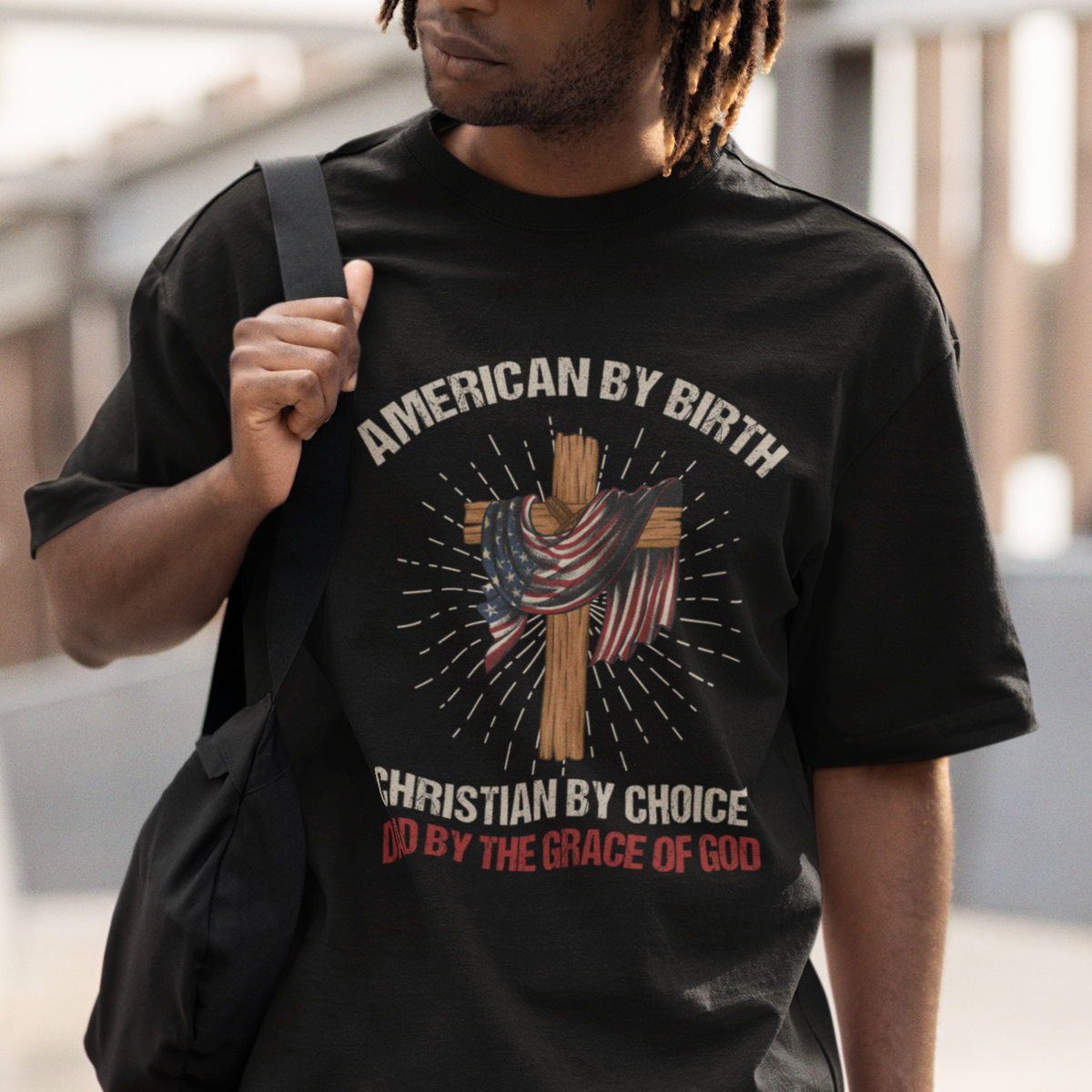 American Dad T Shirt American By Birth Christian By Choice Dad By The Grace Of God Vintage Fathers Day Tee - Wonder Print Shop