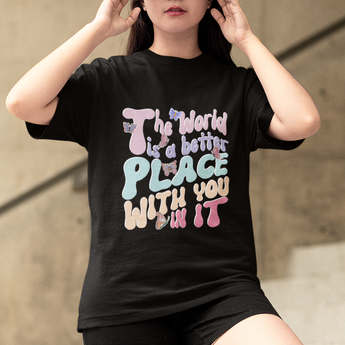 Mental Health Matters T Shirt The World is A Better Place with You In It Inspirational Motivational Mental Health Matters Groovy - Wonder Print Shop