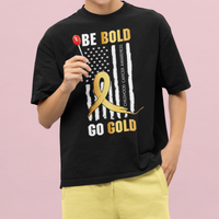Childhood Cancer Awareness T Shirt Childhood Be Bold Go Gold US Flag - Wonder Print Shop