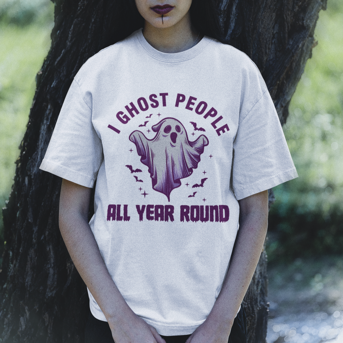 Funny Boo Sheet T Shirt I Ghost People All Year Round Spooky Ghost Halloween Costume - Wonder Print Shop