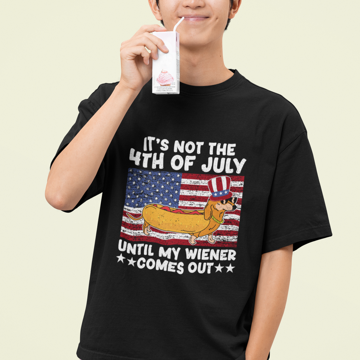 4th Of July Hot Dog T Shirt It's Not 4th of July Until My Wiener Comes Out Funny Hotdog - Wonder Print Shop