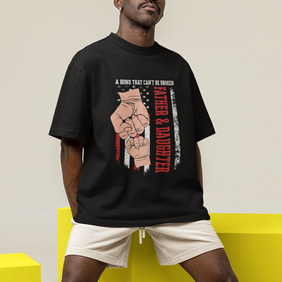 Father's Day T Shirt American Flag Father and Daughter A Bond That Can't Be Broken Family Matching Dad and Daughter - Wonder Print Shop