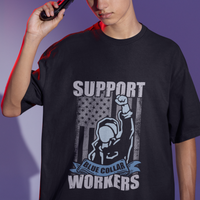 Labor Day T Shirt American Flag Happy Labor Day Support Blue Collar Workers - Wonder Print Shop