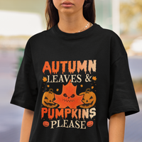 Fall Vibes T Shirt Autumn Leaves And Pumpkin Please Scary Pumpkin Halloween - Wonder Print Shop