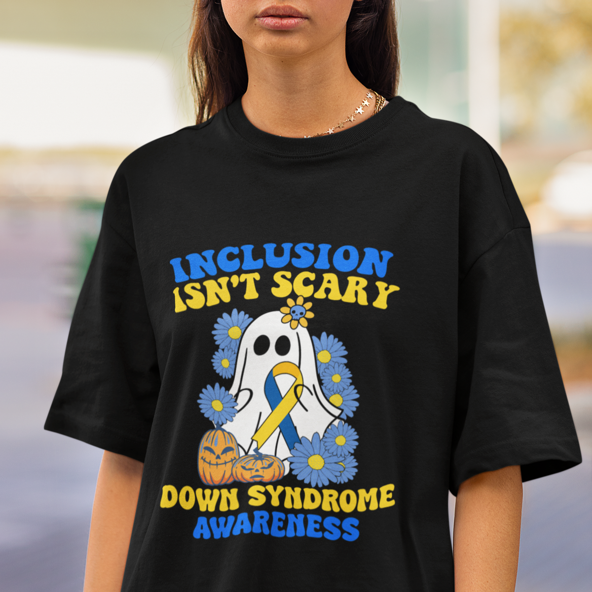 Down Syndrome Awareness T Shirt Inclusion Isn't Scary Halloween Ghost Boo Sheet Support Squad - Wonder Print Shop
