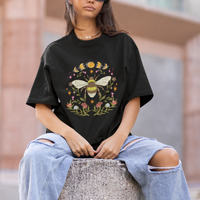 Retro Celestial Mystical Moon Phases Bumble Bee Botanical T-shirt for Women, Bee Gifts for Insect Lover, Bug Lover, Spiritual T Shirt For Women - Wonder Print Shop