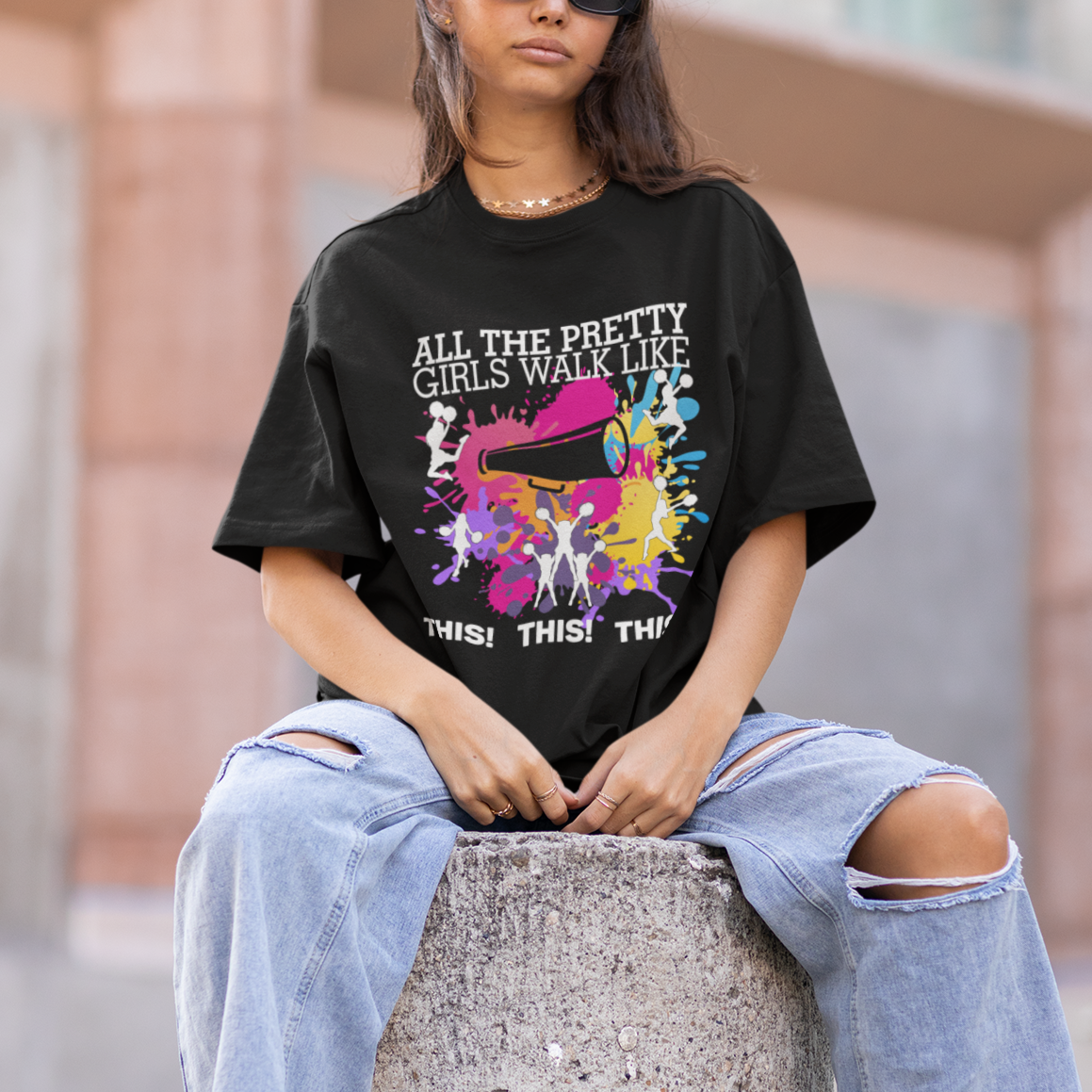 Funny Cheer Girls T Shirt For Women All The Pretty Girls Walk Like This This This Cheerleader Cheerleading - Wonder Print Shop