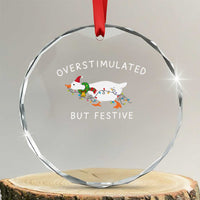 Overstimulated But Festive Goose Christmas Crystal Glass Ornament Funny Holiday Meme - Wonder Print Shop