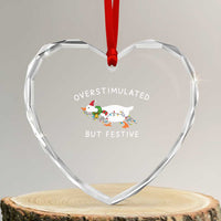 Overstimulated But Festive Goose Christmas Heart Crystal Glass Ornament Funny Holiday Meme - Wonder Print Shop