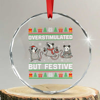 Overstimulated But Festive Opossum Christmas Crystal Glass Ornament Funny Holiday Anxiety Gag Gift for Introverts - Wonder Print Shop