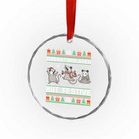 Overstimulated But Festive Opossum Christmas Crystal Glass Ornament Funny Holiday Anxiety Gag Gift for Introverts - Wonder Print Shop