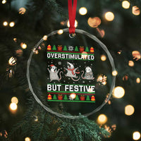 Overstimulated But Festive Opossum Christmas Crystal Glass Ornament Funny Holiday Anxiety Gag Gift for Introverts - Wonder Print Shop