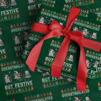Overstimulated But Festive Opossum Christmas Wrapping Paper Roll Funny Holiday Anxiety Gag Gift for Introverts - Wonder Print Shop
