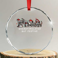 Overstimulated But Festive Possum Christmas Crystal Glass Ornament Funny Opossum Xmas Meme - Wonder Print Shop