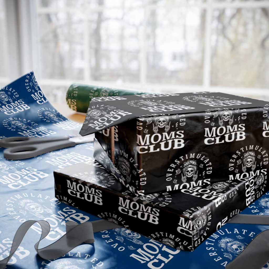 Overstimulated Moms Club Wrapping Paper Roll Funny Skeleton Mom Mother's Day Gift