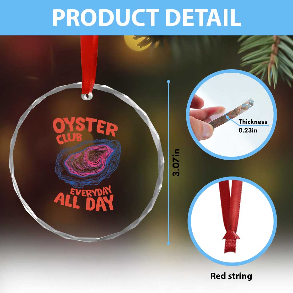 Oyster Club Crystal Glass Ornament Retro Summer Beach Vacation Gift