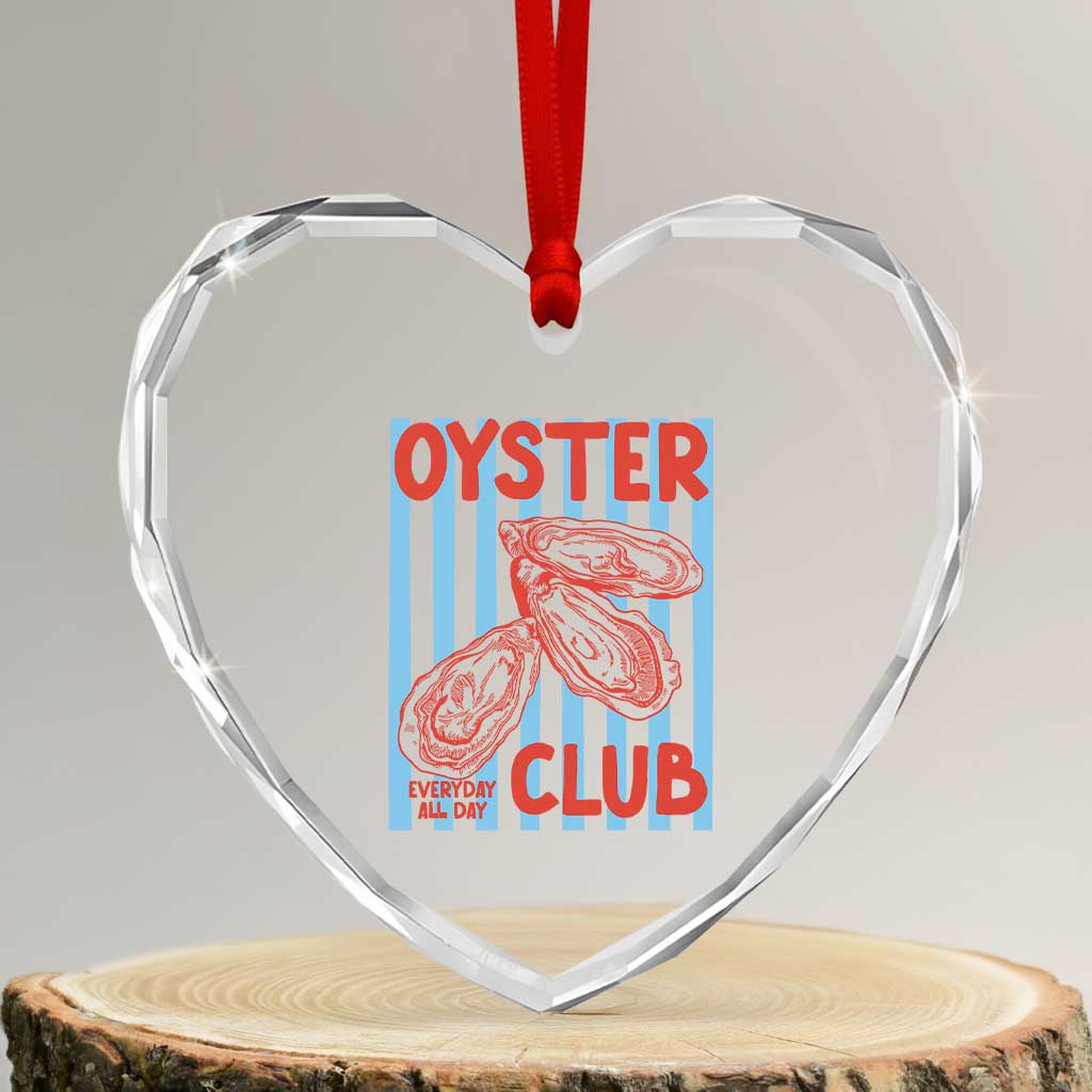 Oyster Club Heart Crystal Glass Ornament Coastal Girls Trip Beach Vacation Gift