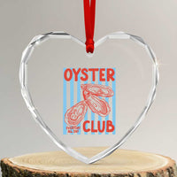Oyster Club Heart Crystal Glass Ornament Coastal Girls Trip Beach Vacation Gift