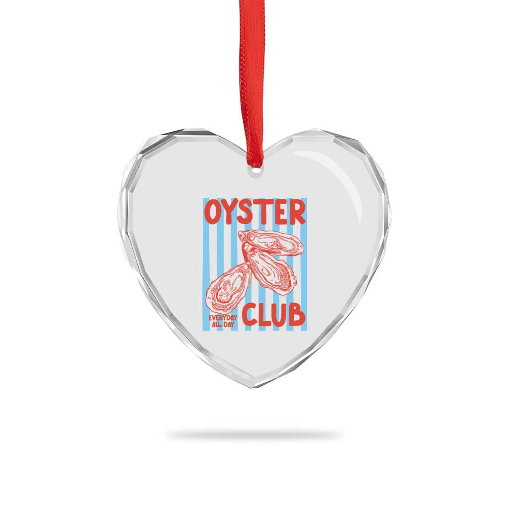 Oyster Club Heart Crystal Glass Ornament Coastal Girls Trip Beach Vacation Gift