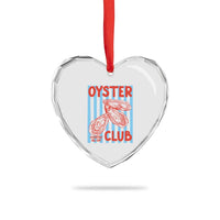Oyster Club Heart Crystal Glass Ornament Coastal Girls Trip Beach Vacation Gift