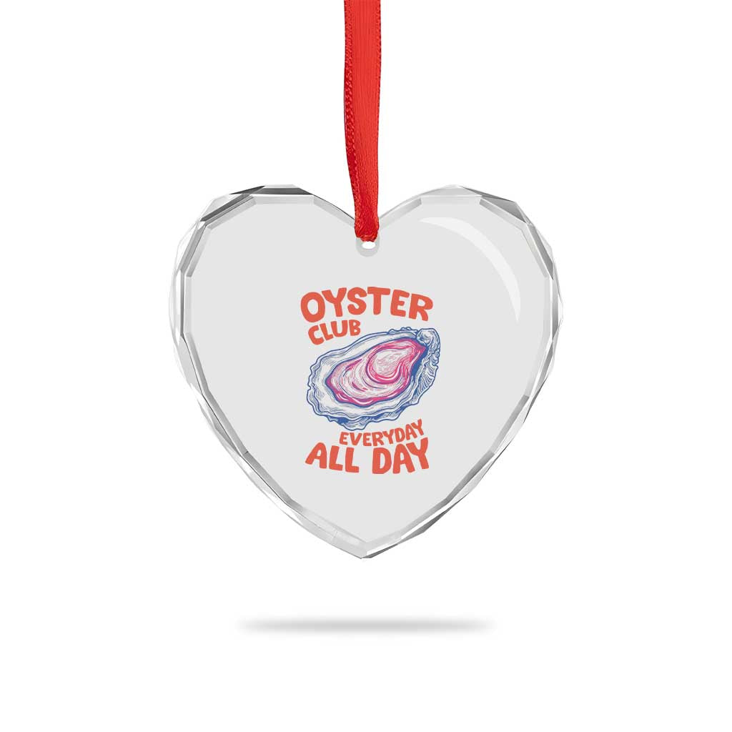 Oyster Club Heart Crystal Glass Ornament Retro Summer Beach Vacation Gift