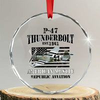 P-47 Thunderbolt WWII Airplane Crystal Glass Ornament American Muscle Vintage - Wonder Print Shop