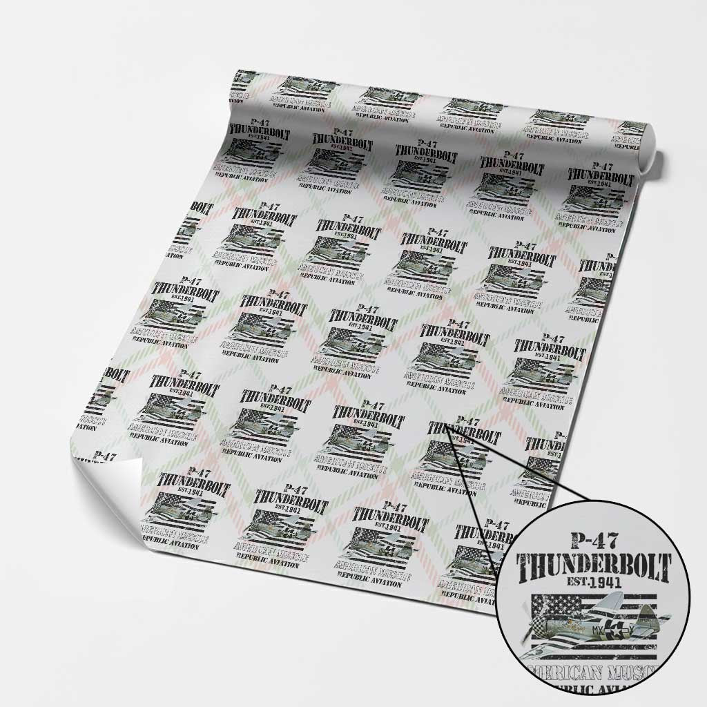 P-47 Thunderbolt WWII Airplane Wrapping Paper Roll American Muscle Vintage - Wonder Print Shop