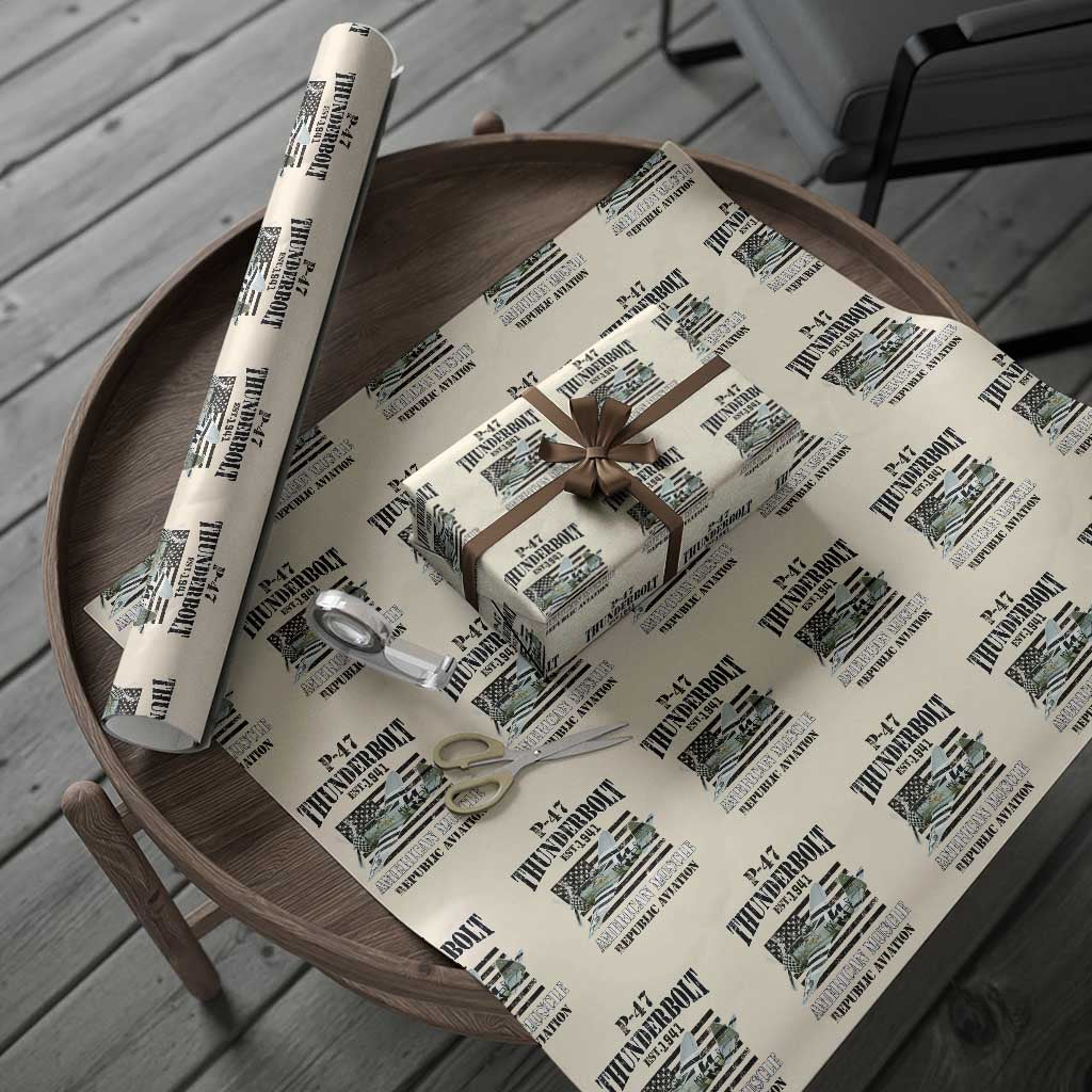 P-47 Thunderbolt WWII Airplane Wrapping Paper Roll American Muscle Vintage - Wonder Print Shop