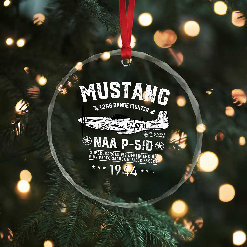 P-51 Mustang Crystal Glass Ornament North American Aviation WW2 P51 Fighter Plane - Wonder Print Shop