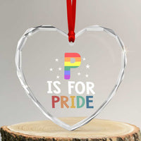 P is for Pride Heart Crystal Glass Ornament Funny Rainbow Alphabet Celebrating LGBTQ+ Identity - Wonder Print Shop