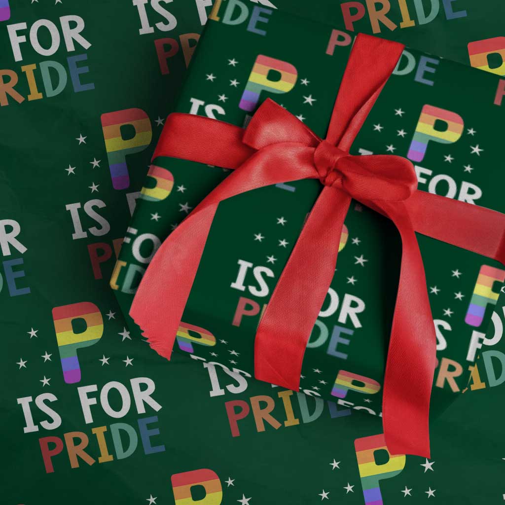 P is for Pride Wrapping Paper Roll Funny Rainbow Alphabet Celebrating LGBTQ+ Identity - Wonder Print Shop