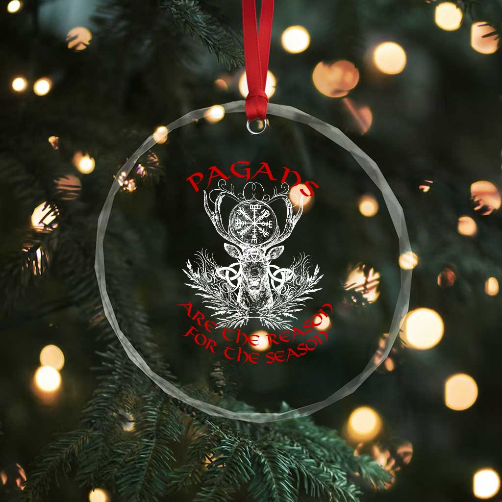 Pagans Are The Reason For The Season Crystal Glass Ornament Yule Pagan Xmas Vegvisir Symbol TS11