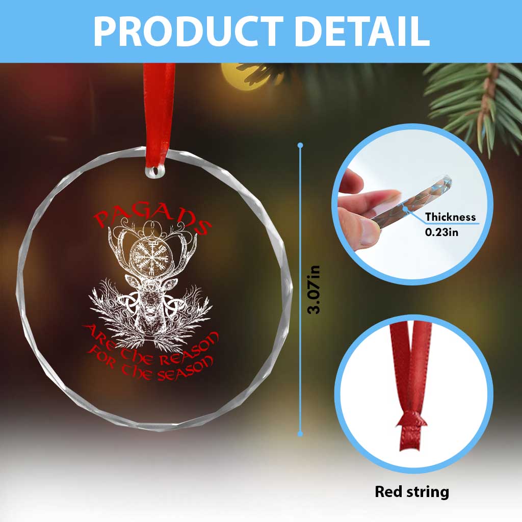Pagans Are The Reason For The Season Crystal Glass Ornament Yule Pagan Xmas Vegvisir Symbol TS11