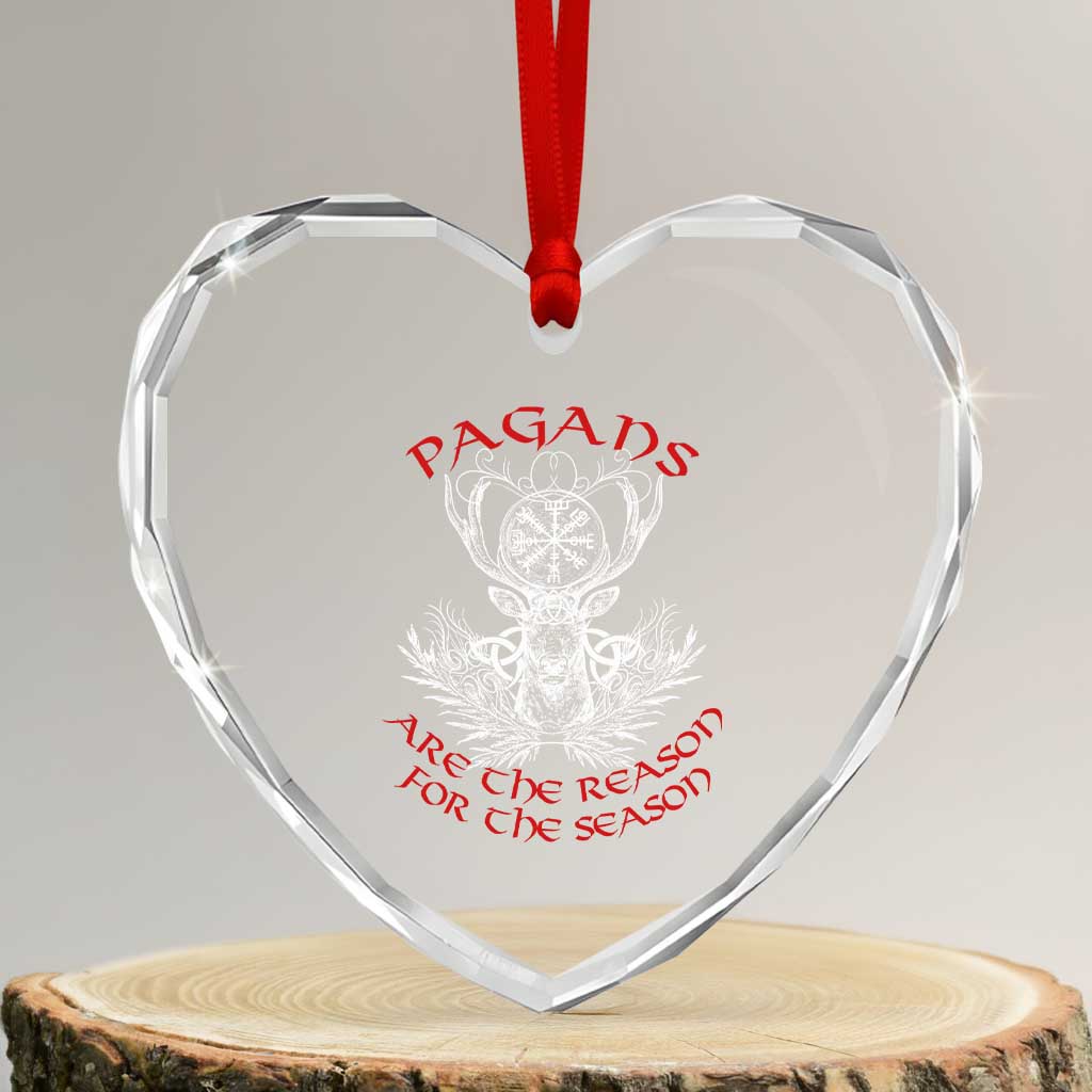 Pagans Are The Reason For The Season Heart Crystal Glass Ornament Yule Pagan Xmas Vegvisir Symbol - Wonder Print Shop