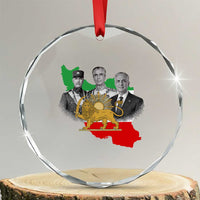 Pahlavi Dynasty Crystal Glass Ornament Three Generations Iran Lion and Sun Portrait