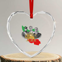 Pahlavi Dynasty Heart Crystal Glass Ornament Three Generations Iran Lion and Sun Portrait